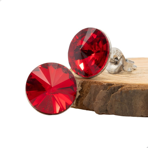 Aros Punto De Luz Red Cherry Brillantes En Plata 925 | M26