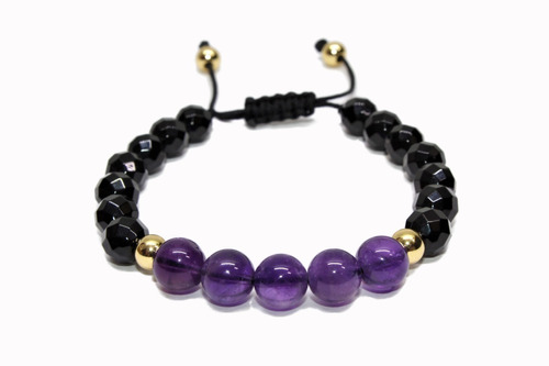 Bonita Pulsera Piedra Morada Amatista Agata Facetado B170