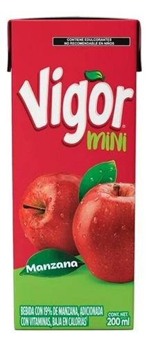 30 Pzas Bebida Vigor Mini Con Manzana 200 Ml