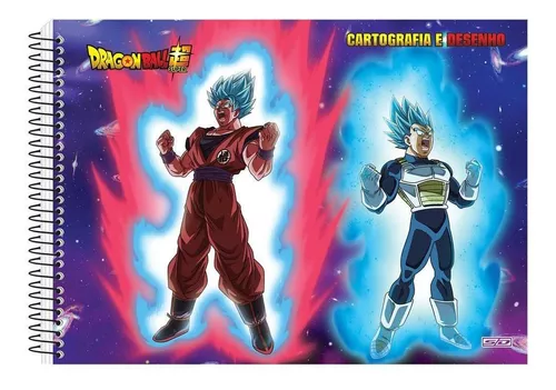 Caderno Cartografia Desenho 60fls Dragon Ball Vegeta/goku Sd