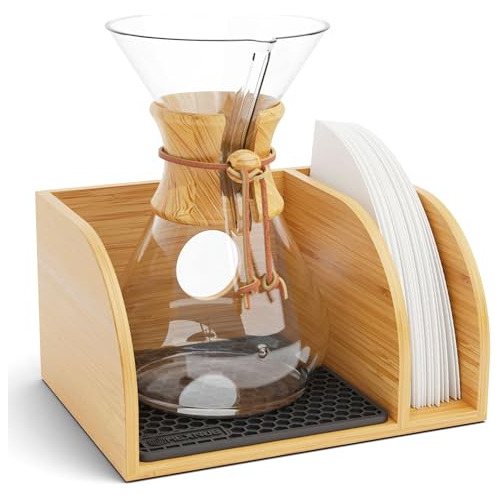 Caddy Para Cafeteras Chemex Pour Over, Soporte De Bambú Para