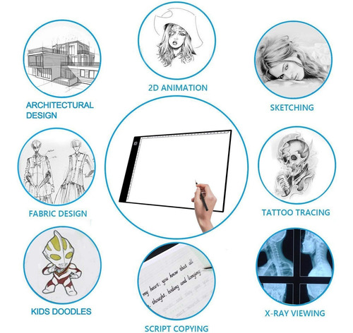 Mesa De Luz Dibujo A4 Led Tablero Para Artistas Dibujo
