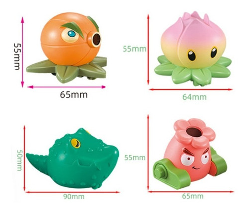 Imagen 2 de 6 de Figuras Plantas Vs Zombies Juego Set Carritos Fricción