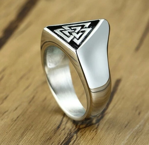 Anillo Valknut Simbolo Vikingo Triangular Acero Inoxidable