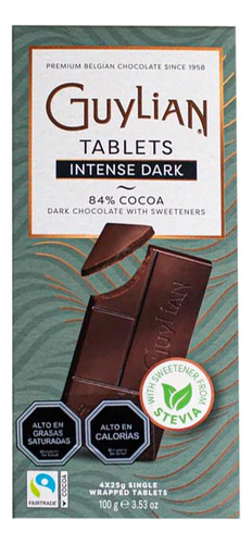 Chocolate Amargo 84% Sin Azucar Añadida Guylian 100 Grs
