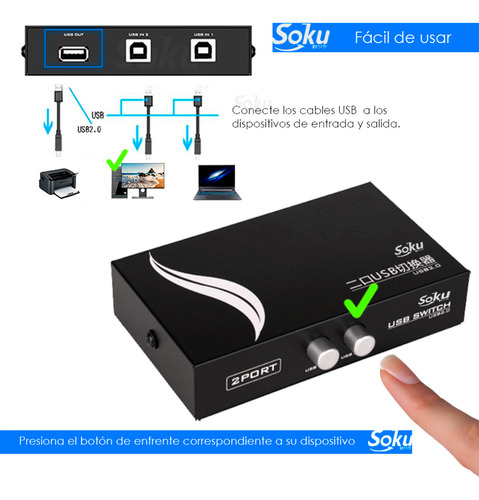 Conmutador Impresora 2 Puertos Usb Hub Divisor Switch Manual