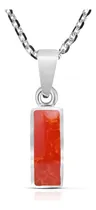 Comprar Collar De Plata De Ley .925 Con Piedra De Coral Rojo Reconst