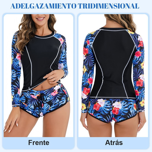 N Traje De Baño Manga Larga Dama 2 Piezas Para Mujer