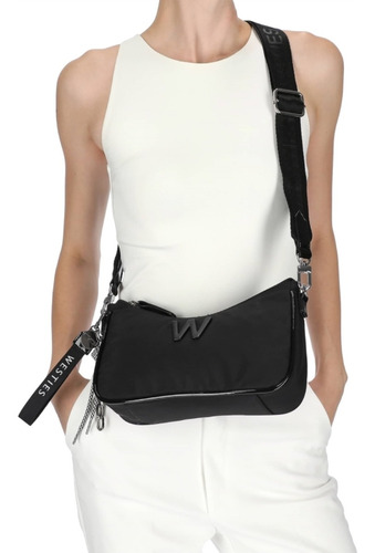 Bolsa Cross Body Para Mujer Westies Negro Hbjorgeouswe Acabado de los herrajes Níquel Diseño de la tela Liso