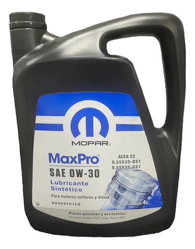 Aceite Sintético Mopar Max Pro 0w30  4 Litros