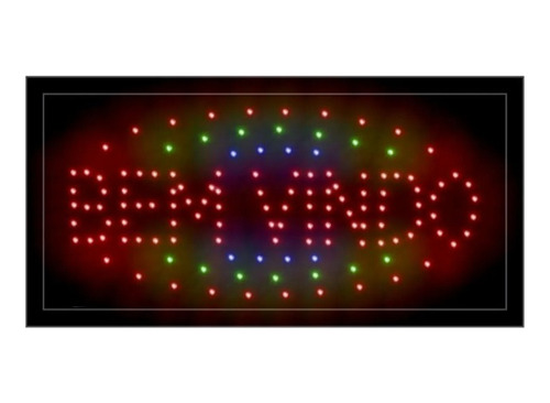 220 Volts Placa Painel Letreiro De Led Luminoso Bem Vindo