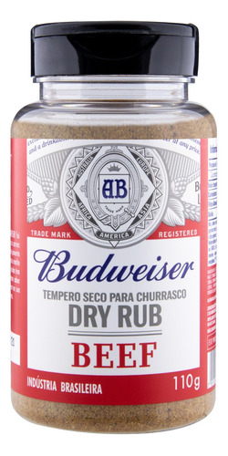 Tempero Seco para Churrasco Beef Budweiser Dry Rub Frasco 110g