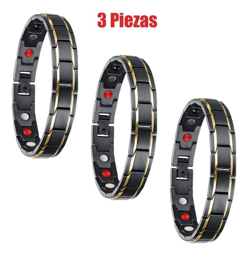 Pulsera Magnética 3 Piezas Acero Inoxidable Imanes Neodimio 