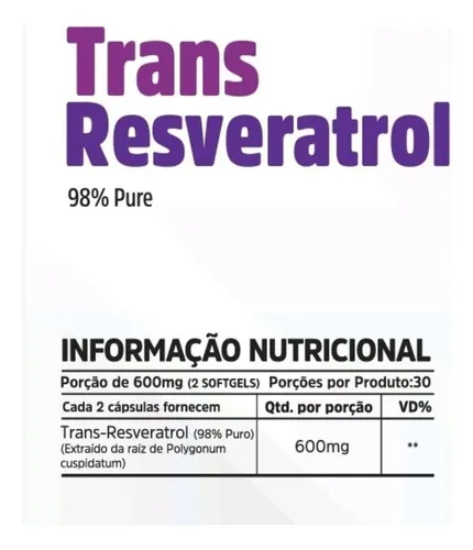 4 Trans Resveratrol 600mg Nutrivitale 60 Capsulas Cada Sin Sabor