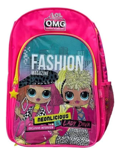 Mochila Escolar Espalda 16 Lol Omg Fashion Color Fucsia