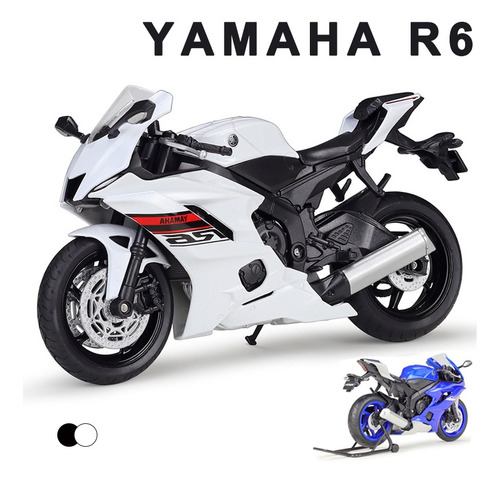 Yamaha R6 1:12 Miniatura Metal Moto Con Soporte De Pie