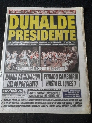 Diario Crónica 2 1 2002 Duhalde Presidente Crisis 2001