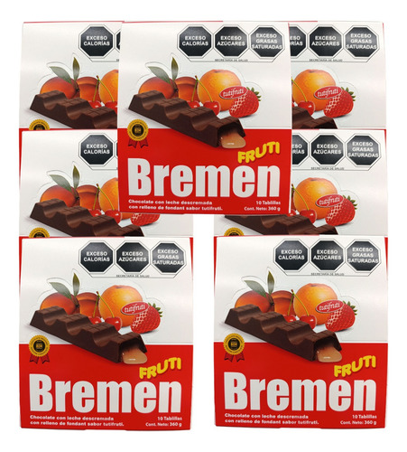 Chocolate Relleno Fondant Tutifruti 11 Caja 10pz C/u De 36g