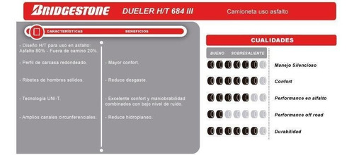 Imagen 2 de 9 de Combo X 4 Bridgestone 245/65 R17 111t Dueler H/t 684 Iii Ar