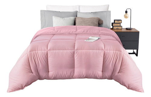 Edredón Duvet Con Relleno Matrimonial Rosa Ultra Suave Diseño de la tela Liso