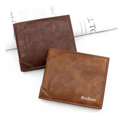 Cartera Corta Simple De Pu For Hombre Con Bolsillo For Mon