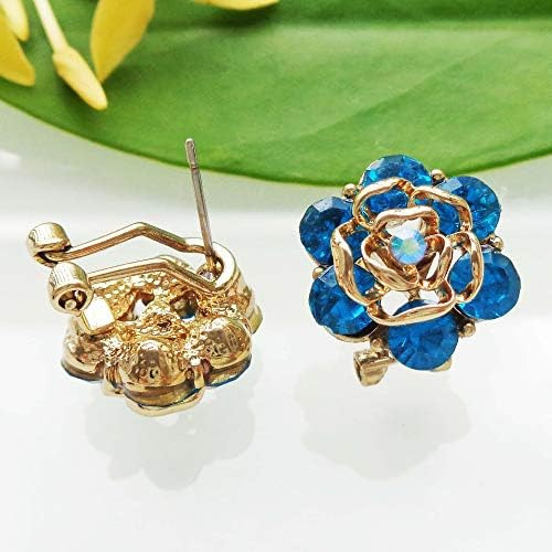 Navachi banhado a ouro 18k com folhas de cristal azul Omega Bac Flower