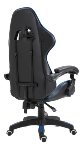 Silla de escritorio Tedge 435882 gamer ergonómica negra y azul con tapizado de cuero sintético