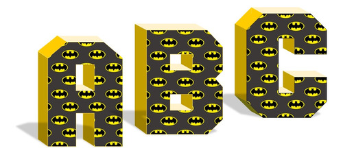 Kit Imprimible Letras Y Números 3d - Editables Batman