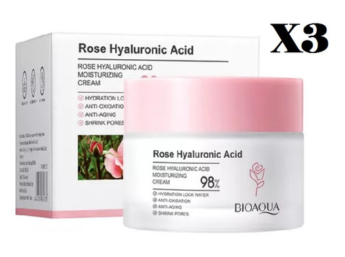 Crema Facial Hidratante Acido Hialuronico Rosa Bioaqua 