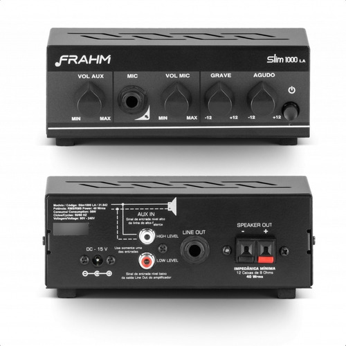 Amplificador Slim 1000 La G2 Frahm 40w Rms 2 Canais Bivolt