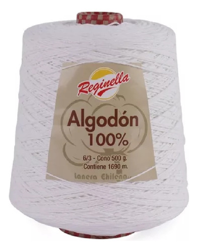 Cono Algodon 100% 500grs Reginella Incluye 2 Palillos