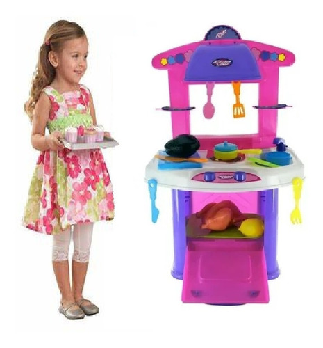 Cocinita Pollo Set Cocina Horno Niños Colores Rosa Juguete