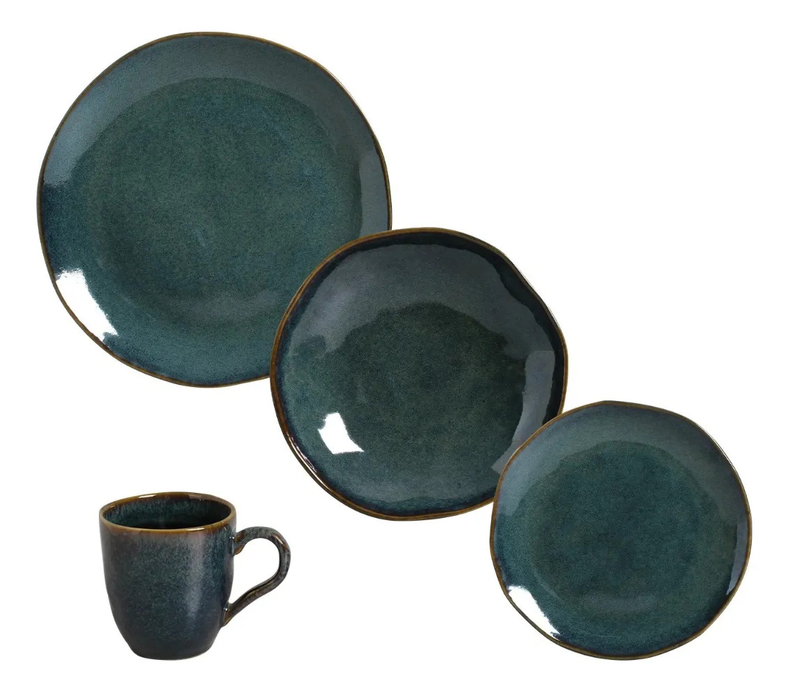 Ap. Jantar 16 Pçs Orgânico Oceano Azul