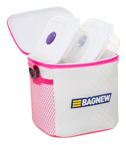 Bolsa Térmica 2 Potes Integralmedica - Branca Com Rosa