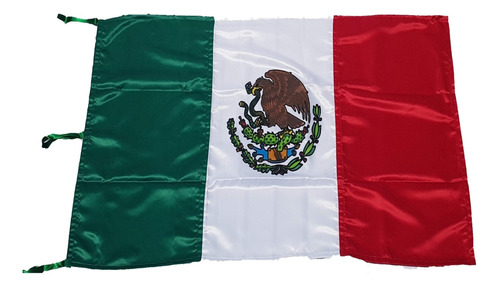 Bandera De Mexico 60x105 Raso Doble Vista Pintada