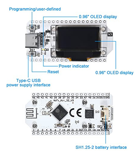 Kit De Wifi Esp32 Oled V3 Type-c De 2 Piezas Con Pantalla
