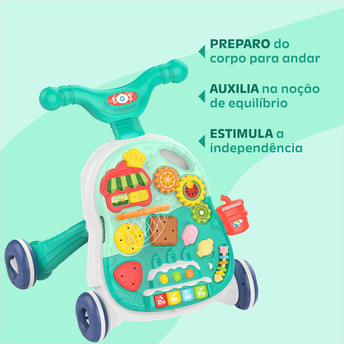 Andador Para Bebê Compacto 2 Em 1 Com Cesta E Com Brinquedos