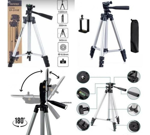 Imagen 5 de 9 de Tripode Para Camaras Y Celulares Tf 3110 Extensible A 1,02m
