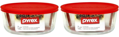 Juego De 2 Recipientes Redondos De Vidrio Con Tapa Pyrex