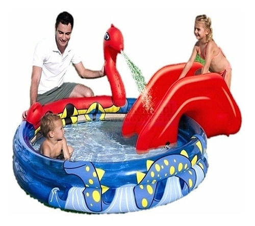 Imagen 7 de 8 de Pileta Inflable Redonda Con Tobogán Bestway 53033 243l