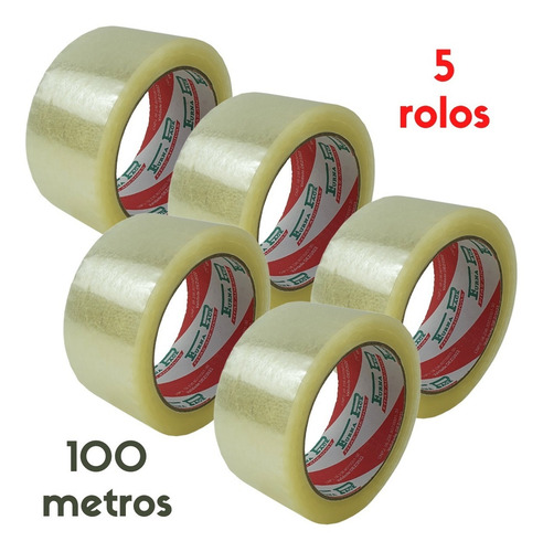 Imagem 1 de 6 de Kit 5 Fitas Adesiva Larga P/ Empacotamento De Caixas 48x100