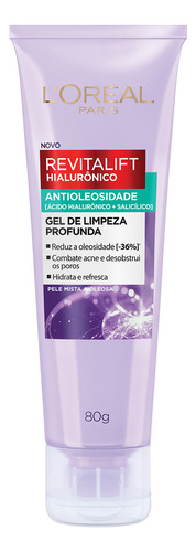 Gel De Limpeza Revitalift Hiaurônico 80g L'oréal Paris Momento de aplicação Dia/Noite Tipo de pele Indicado para peles mistas a oleosas