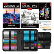 Comprar Kit Dibujo Bocetos Arte Lápices Cuadernos Colores 76 Piezas