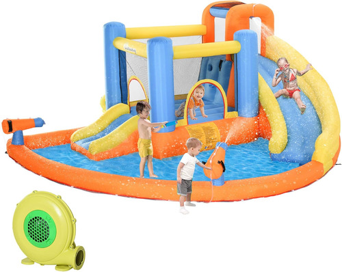 Tobogán Acuático Inflable Para Niños Outsunny 5 En 1 Castill