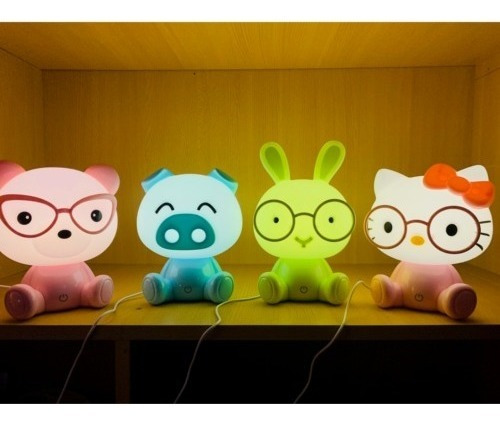 Imagen 5 de 9 de Velador Lampara Infantil Animales Luz Led Noche Mini Jieli