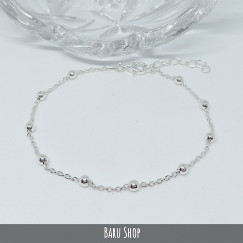 Imagen 3 de 7 de Pulsera De Plata 925 Regulable Eslabón Forcet Con Bolitas.