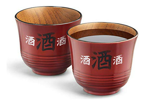 Tazas De Sake De Madera Artesanales De Final Touch, Juego De