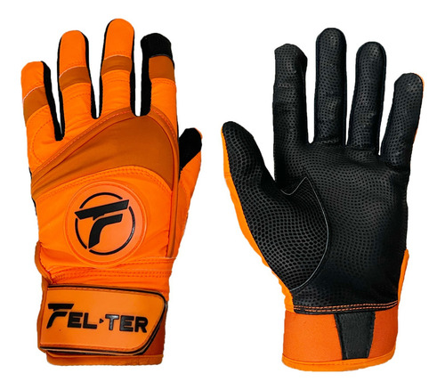 Guanteletas De Bateo Beisbol, Guante Naranja/negro, Premium Color Naranja Talla L