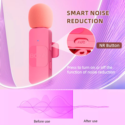 Sistema Microfone Lapela By-v1 P/iPhone 11-14 Rosa Boya