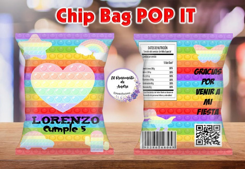 Chips Bags Pop It X10 Bolsa Golosinera Cumpleaños